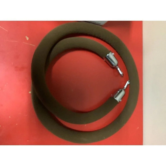 Brown Velvet Hanging Ropes, Safety Queue Barrier Ropes W/Polished Silver Hoops - Picture 2 of 4